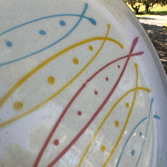 COPY - Harkerware MCM Retro atomic fish seafare dinner 10” plate stoneware oven… - Picture 3 of 9